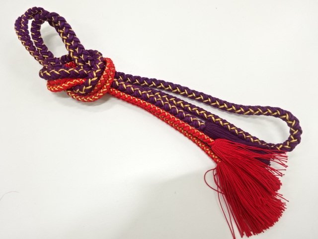JAPANESE KIMONO / HAND-TIED OBIJIME CORD / SILK